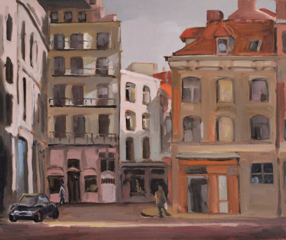 Lille, rue de la Barre - peinture à l'huile 8F (55 x 46 cm) 2015