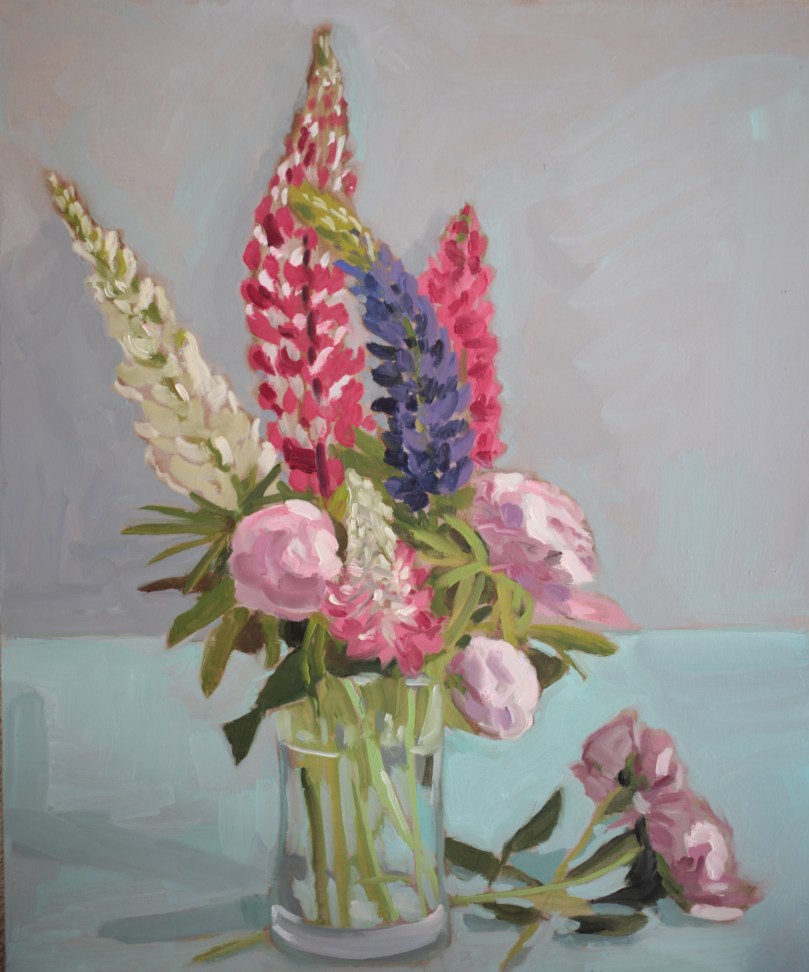 Lupins et pivoines TsP 10F (55 x 46 cm) 2013