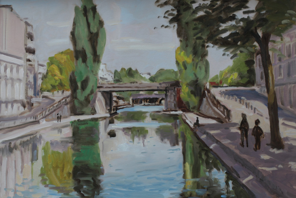 canal saint Martin summer - oil painting PBenet