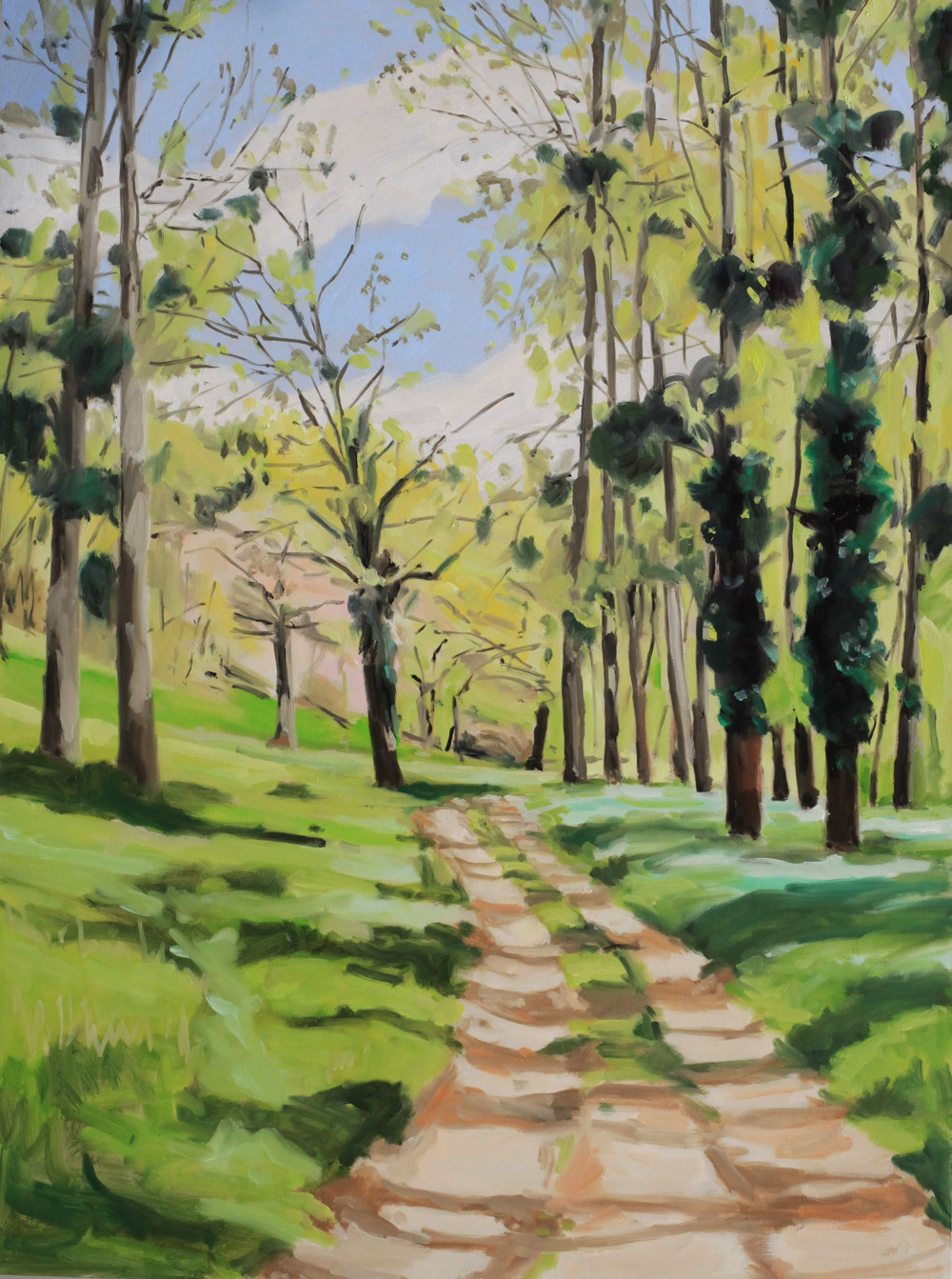 Chemin au printemps dans l'Indre- peinture à l'huile PBenet