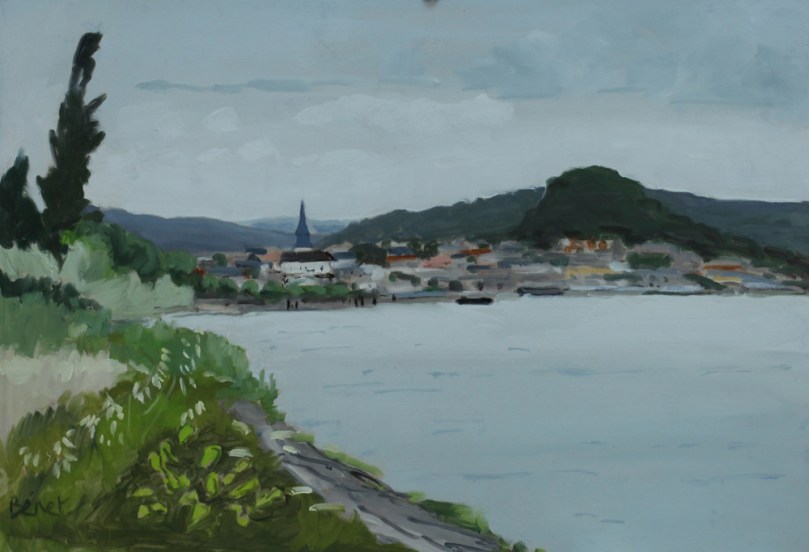 La Seine à Duclair peinture à l'huile P.Benet