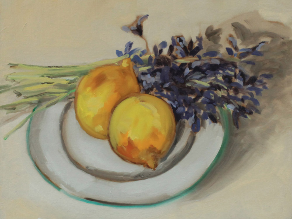 Nature morte avec citrons jacinthes peinture à l'huile PBenet