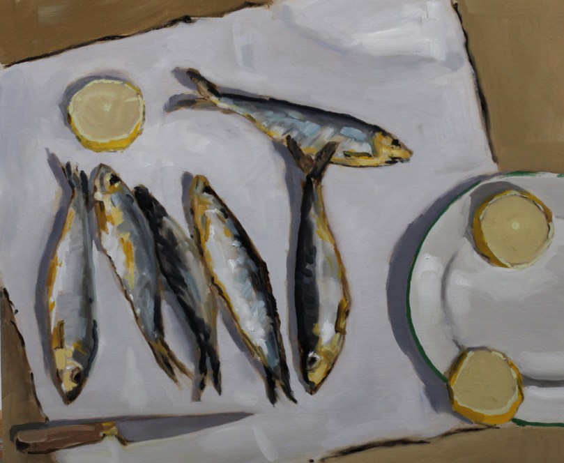 Nature morte sardines séchées - penture à l'huile PBenet