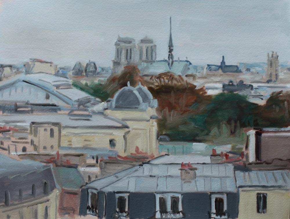Toits de Paris, peinture à l'huile PBenet