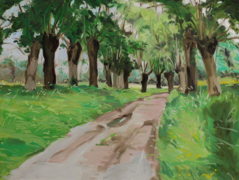 Chemin saules - oil painting PBenet
