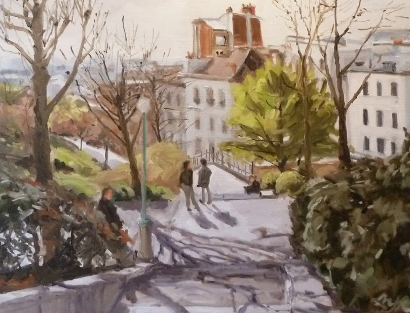 Parc de Belleville, huile 15P (65 x 50 cm) PBenet