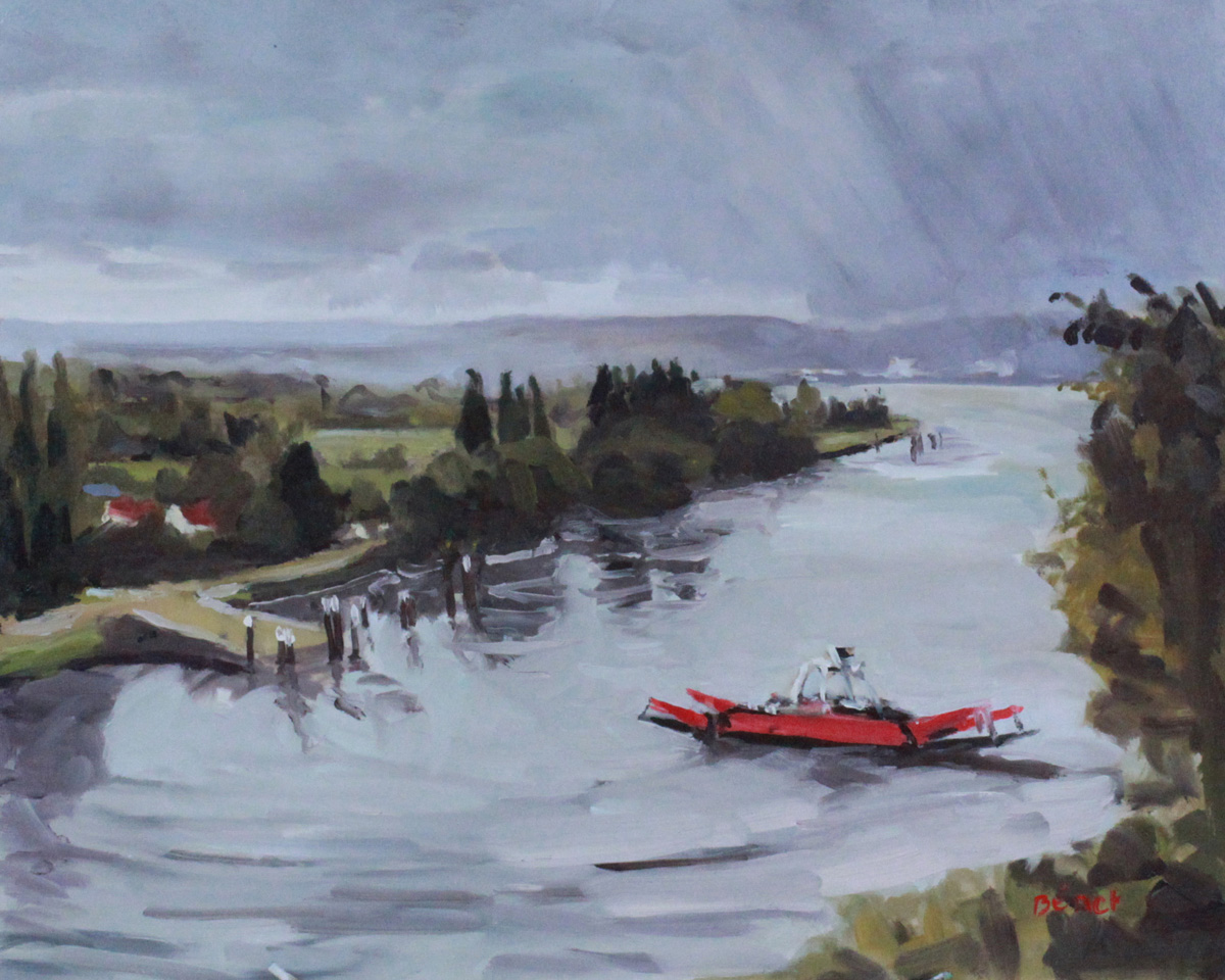 Duclair, arrivee de la pluie, oil painting, PBenet