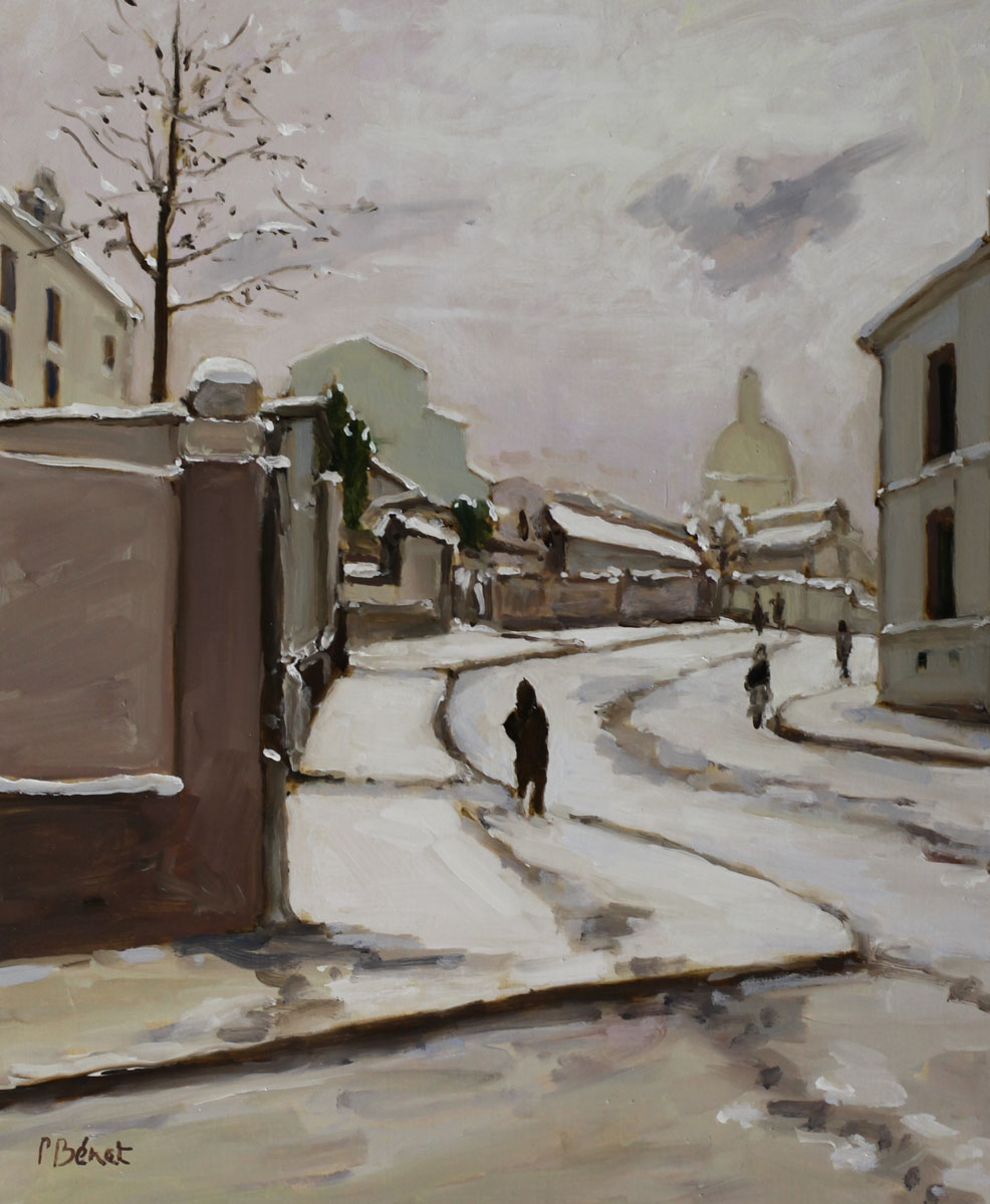 Neige sur Montmartre, rue Ravignan w